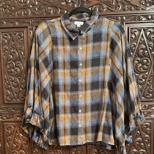 ODDY Blue and Mustard Yellow Plaid Blouse